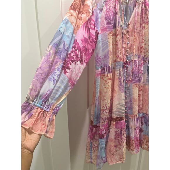 NWT Johnny Was Etta Floral Cotton-Silk Mini Dress Sz L - Picture 12 of 14